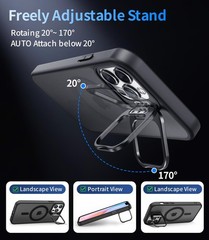 Magnetic for iPhone 12 Pro Max Case with Stand, Military Protection & Camera Len