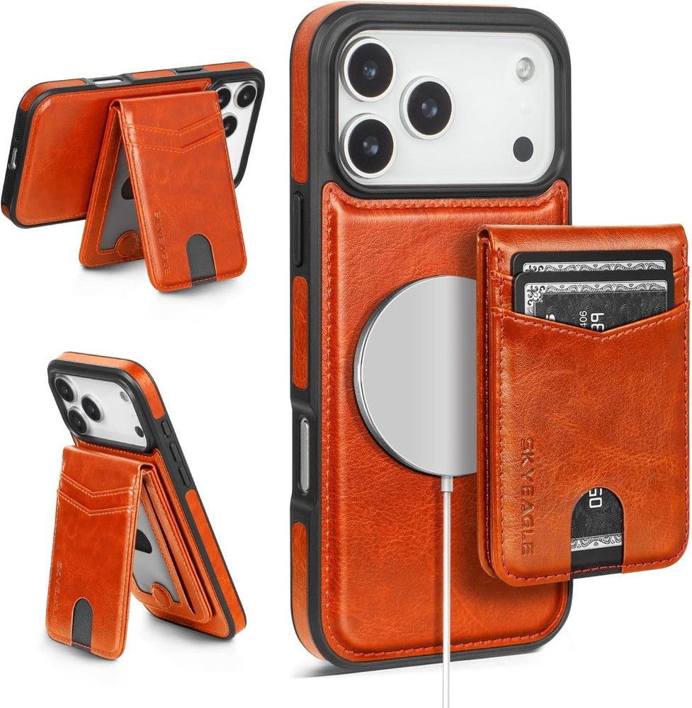 Detachable 2-in-1 iPhone 17 Pro Max Wallet Case, RFID Blocking, Orange