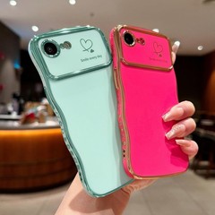 iPhone 16e Case for iPhone 17e Case for Women Girls, Cute Wave Frame Hot Pink