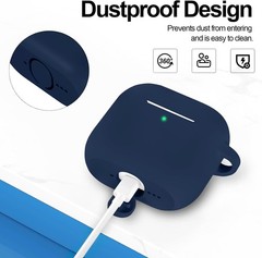 Midnight Blue Silicone Case with Keychain for Apple AirPods 4th Generation Prote