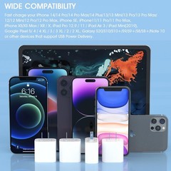 4-Pack 20W USB-C Fast Charger Wall Charger for Phone 17/16/15/14, Galaxy, Pixel