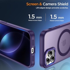 Purple iPhone 12 Pro Max Case with Kickstand, Shockproof Military-Grade, Anti-Sl