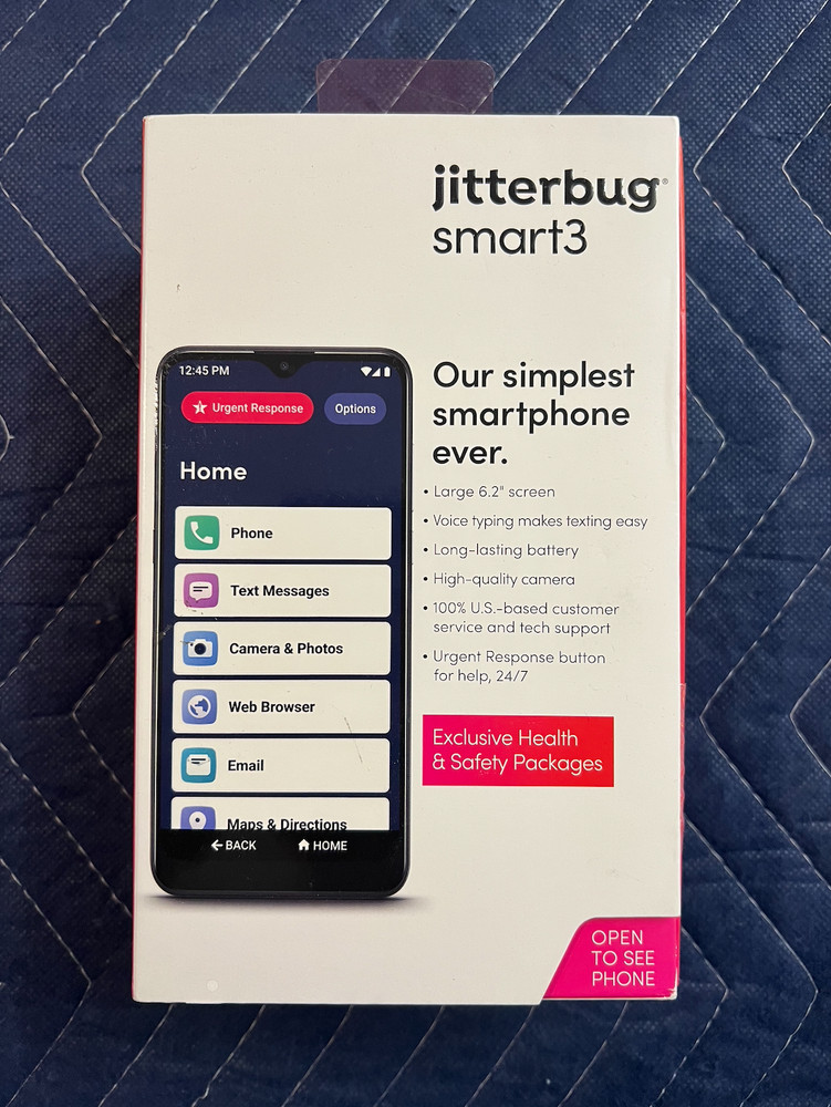 Lively Jitterbug Smart3 Smartphone Cell Phone for Seniors (LOCKED) – OPEN BOX