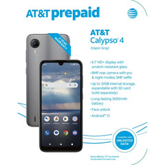 AT&T Calypso 4, 32 GB, Vapor Gray | HD+, Android 13, 4G LTE Prepaid Smartphone