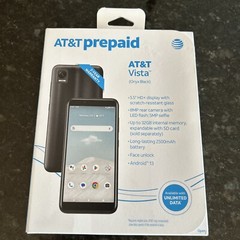 AT&T Vista Prepaid Smartphone Android 13 Black 32GB 2500 mAh 8MP Camera