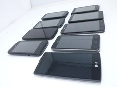 Lot of 9 Various Smaller Sized Smartphones – For Parts – Moto / HTC / LG