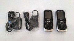 Two Alcatel 510A Black/Silver 1.8″ Screen AT&T 3G Cellular Phones and Chargers