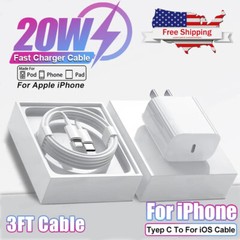20W Fast Charger PD Adapter+Cable For iPhone 11 13 14 12/8/10 XR X Pro iPad