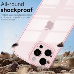 Light Pink iPhone 15 Pro Max Case, Slim Transparent Hybrid Cover, Soft Silicone