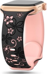 Floral Engraved Bands for Apple Watch 41mm 40mm 44mm 45mm 42mm 38mm 46mm 49mm