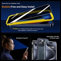 3PCS Privacy Screen Protector & Camera Lens Protector for iPhone 15 Pro Max 6.7