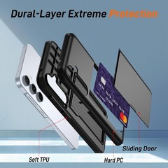 Samsung Galaxy A55 5G Case with Card Holder Dual Layer Heavy Duty Protective Cov