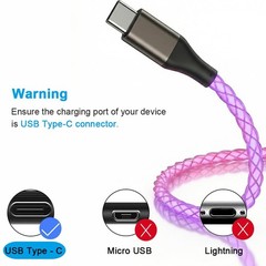 USB C Cable, 3FT Colorful Gradual Light up Type C Charger Fast Charging Led Cord