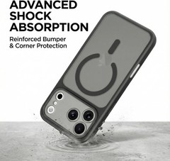 iPhone 17 Pro Magnetic Translucent Matte Shockproof Slim Cell Phone Cover Black
