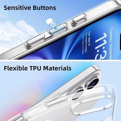 Clear iPhone 17 Case with Screen Protector, Shockproof Slim TPU Cover, Wireless