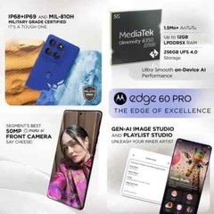 MOTOROLA Moto Edge 60 Pro 5G-Factory Unlocked Dual SIM-8GB 256GB-Dazzling Blue