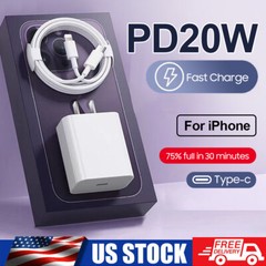 20W USB-C Fast Charger PD Adapter Cable For iPhone 14/13/12/11 XR X Pro iPad 🚚