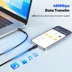 USB C to USB C Cable 2ft 2 Pack, Short 60W Fast Charging & 480Mbps Data Transfer