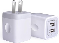 2-Pack USB Wall Charger Adapter 2.1A Dual Port Quick Plug Cube for iPhone Samsun