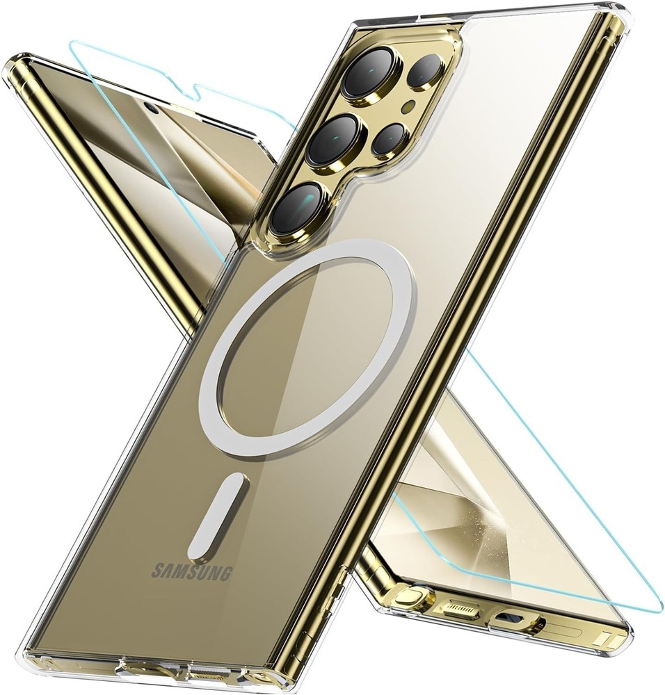 Shockproof Military Grade Magnetic Case for Samsung Galaxy S24 Ultra, Clear Bump