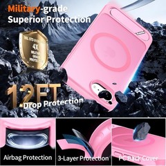 Magnetic for iPhone 17e Case/iPhone 16e Case with Metal Stand, Pink