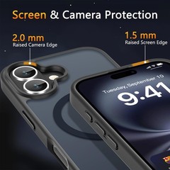 iPhone 16 Plus Case, Magnetic Phone Cover, Military Grade Protection, Black