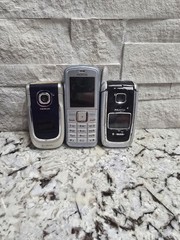 LOT OF 3 VTG Nokia Used Cell Phones Flip 6070 6101H 2760H Untested W Batteries