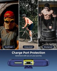 Heavy Duty Shockproof Rugged Dual Layer Case for Moto Edge 2025, Blue