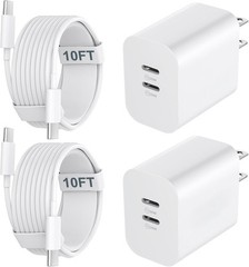20W USB-C Fast Charger Adapter for iPhone 17 Pro Max/16 Pro Max 10FT Cable
