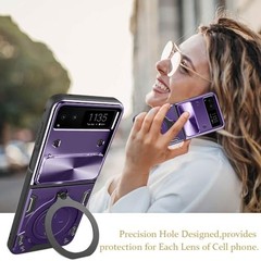 for Motorola razr 2023 Case (6.9 Inches), Metal Ring Holder Shockproof Purple