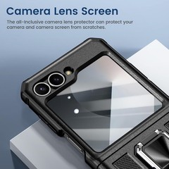 360° Rotatable Ring Kickstand & Belt Clip Holster for Galaxy Z Flip 6 with Tempe