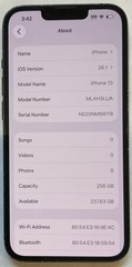 TESTED USED GSM UNLOCKED MIDNIGHT iPhone 13, 256GB A2482 MLAH3LL/A, 95% BATTERY.