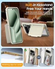 Titanium Gold Drop Proof Wallet Case for Google Pixel 10 Pro XL with Card Holder