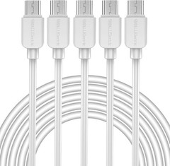6FT Micro USB Charger Cable 5-Pack for Samsung Galaxy S7, S6 Edge, Android Phone
