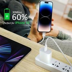 6ft USB-C Fast Charging Cable 2-Pack 60W for iPhone 17/16 and Other Devices