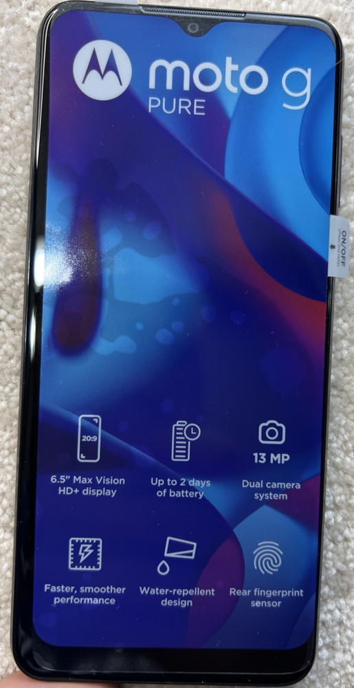 Motorola Moto G Pure 2021 Tracfone Deep Indigo 32 GB New Phone Only