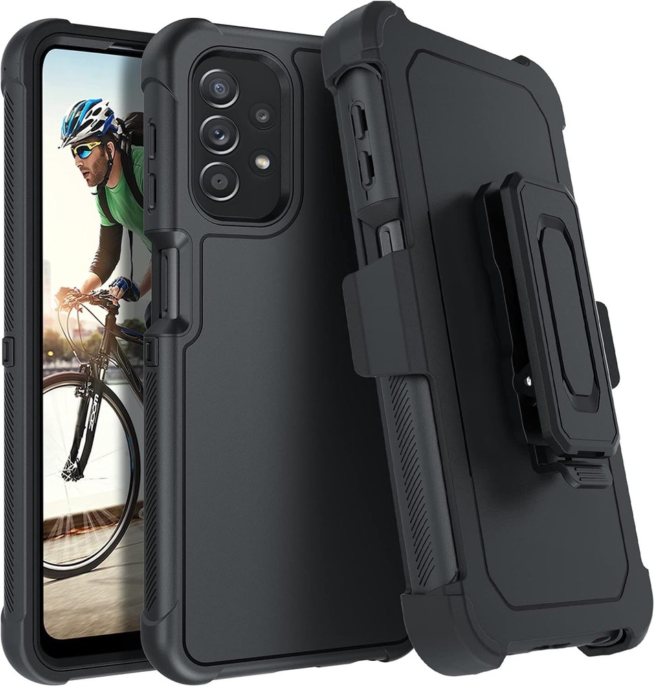 Samsung Galaxy A32 5G Case 6.5″ Belt Clip Holster Shockproof Protective Black