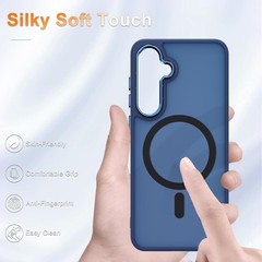 Navy Blue Matte Magnetic Case for Samsung Galaxy S25+ Plus with Screen Protector