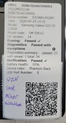 Samsung Galaxy S22 5G – 128GB – SM-S901U – OS:14 – SCREEN SCRATCHES – VZN LOCKED