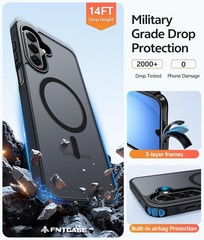Matte Black Military Grade Phone Case for Samsung A17/A16 5G – Translucent