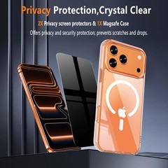 Magnetic Case for iPhone 17 Pro Max Phone Case with Privacy Screen Protector 2X