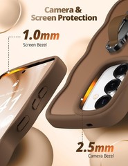 Samsung Galaxy S24 Plus/S25 Plus Case with Stand and Strap, Brown Translucent Co