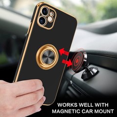 iPhone 11 Case with 360° Ring Holder, Shockproof Slim Kickstand Magnetic Support