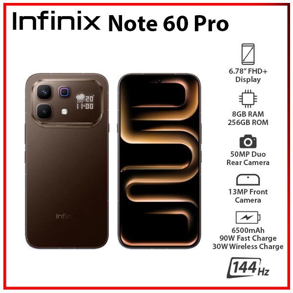 Infinix Note 60 Pro 5G BROWN 8GB+256GB Dual SIM Unlocked Android Cell Phone
