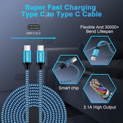 USB C to USB C Cable, 240W Fast Charging 6FT 2Pack Type C Charger Braided Cord