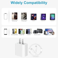 20W USB-C Fast Charger Block for iPhone 17/16 with 10Ft Cable