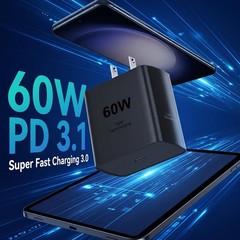 60W USB-C Fast Charger Wall Plug for Samsung Galaxy S26 Ultra/S23