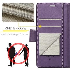 PU Leather Wallet Flip Folio Case for Samsung Galaxy Z Fold 6 5G, Purple RFID