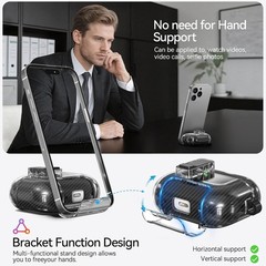 AirPods Pro 2nd Generation Case with Phone Stand, Clear Carbon Fiber Design