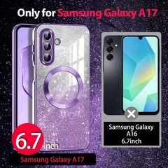 Galaxy A17 5G Case, Clear Magnetic Glitter Gradient Sparkle Luxury TPU Bumper